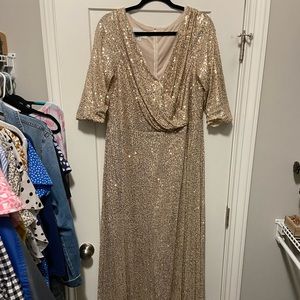 Oleg Cassini Gold Sequin Dress